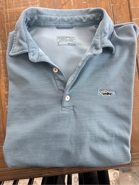 Patagonia Other - Patagonia Light Blue Polo with Embroidered Fish Patch